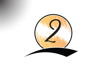 Letter 2 handwriting and signature Logo Design Vector Template.