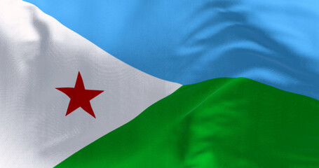Close-up of National flag of Djibouti waving