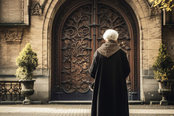 Naklejka premium Image picture of mature old aged female professor teacher made with generative ai concept