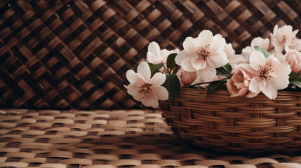 basket with beautiful blossoms_Generative AI