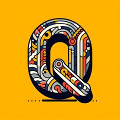 Q typography, q logo ai vector illustration