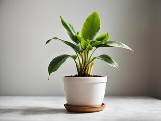 Isolated Tropical Beauty: Potted Banana Plant on White Background - Stock Photo

