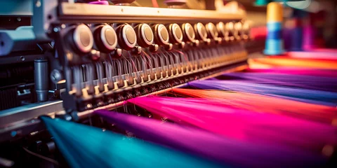 Fotobehang textile machinery weaving and dyeing fabrics. Generative AI © Лилия Захарчук
