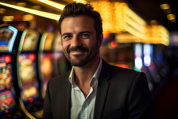 Play casino slots win games money cash conceptual Generative AI picture