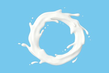 Milk Splash on Blue Background - High-Resolution Image