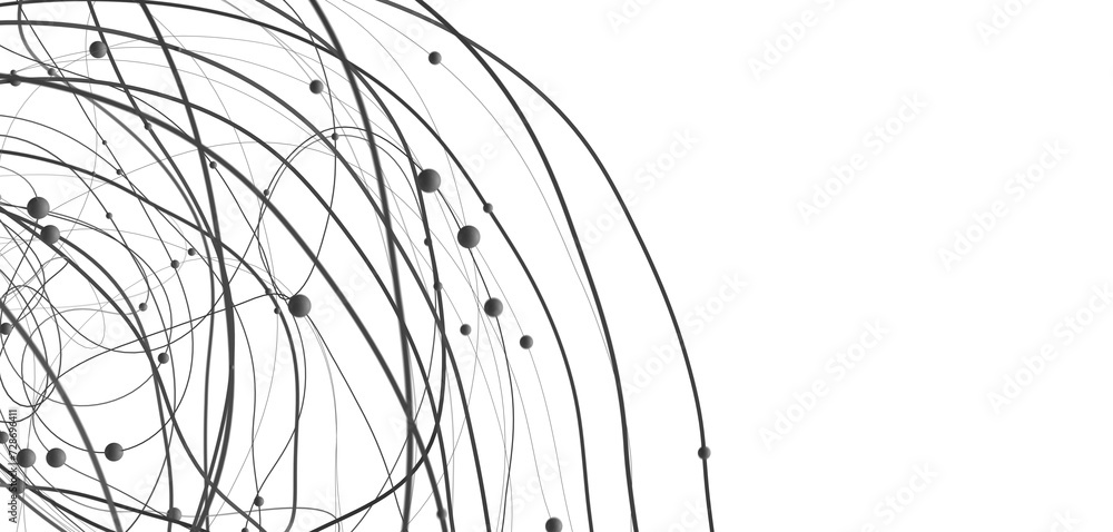 Poster multi color connected lines and dots network 3d illustration