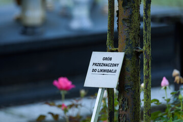 CEMETERY - A sign with the inscription 