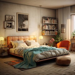 Nostalgic Retreat: Retro Vintage Interior Design for a Charming Bedroom � Timeless Elegance with a Touch of Yesteryears
