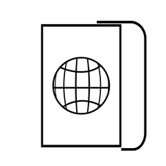 Sketch of passport icon on a white background.