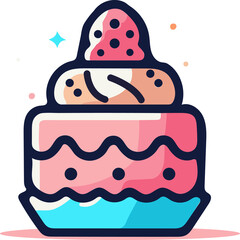 pink cake bingsu on top vector illustration 