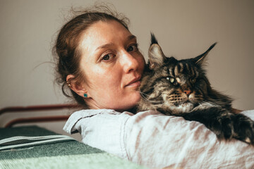 Relaxed Moments with a Maine Coon Cat