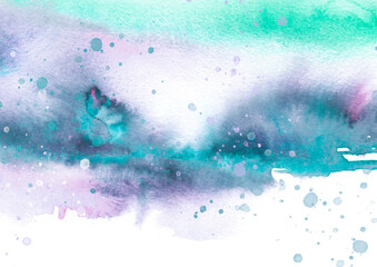 Watercolor abstract spot, blot. Colorful vintage background. blue, turquoise, green spot. Watercolor painted background. Abstract Illustration wallpaper. Brush stroked. Abstract paint splash. snow