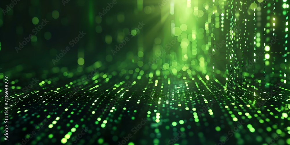 Poster abstract digital rain matrix, green coding data streams. futuristic technology concept. virtual real
