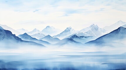 Mountain water color light blue background	