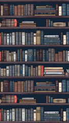 Vintage Books on Wooden Shelves