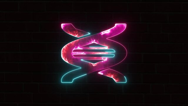 Double helix structure DNA molecule in neon colors biology science concept background. Synthetic biology, conceptual illustration