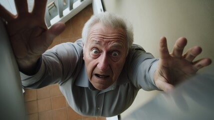 Elderly man in distress looking for help