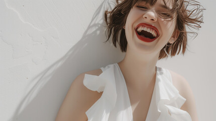 Fototapeta premium happy empowered woman smiling