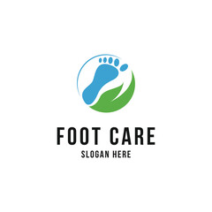 Foot care logo design concept idea with leaf