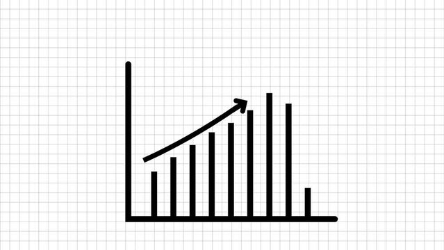 Graph icon animated on a white background.