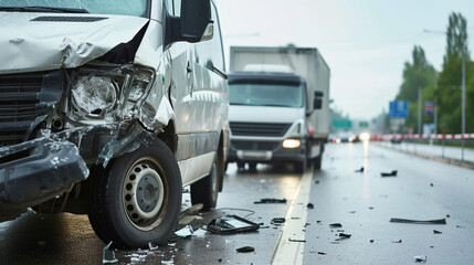 Car accident on the road, broken cars