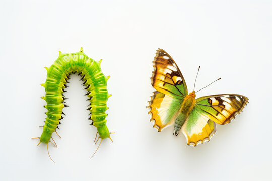Metamorphosis Marvel: Vibrant Caterpillar and Butterfly Duo