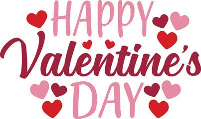 Valentine&rsquo;s Day typography text on plain white transparent isolated background for card, shirt, hoodie, sweatshirt, apparel, tag, mug, icon, poster or badge