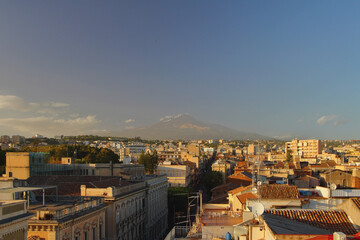 Fototapeta na wymiar City at foot of Mount Etna. Catania, Sicily, Italy