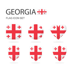 Fototapeta premium Georgia 3d flag icons of 6 shapes all isolated on white background.