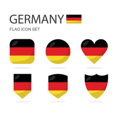 Germany 3d flag icons of 6 shapes all isolated on white background.