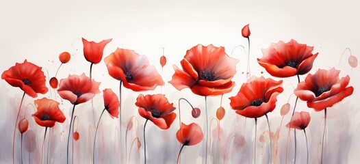 This photo showcases a painting featuring vibrant red flowers against a clean white background.