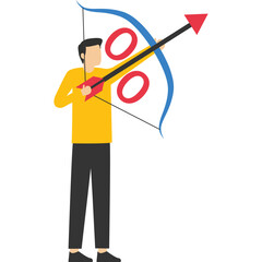 federal reserve or central bank monetary policy, economics or lending concept, interest rate increase due to rising inflation percentage, FED, entrepreneur archer percentage arrow high to sky.