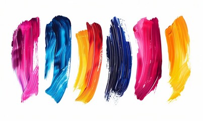 Fototapeta premium Vibrant Brush Stroke Collection on White. Generative ai