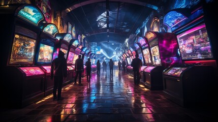 A person from the back in an elegant suit stands in front of the entrance to a casino in neon light.
Concept: nightlife and advertising of entertainment venues. Case studies about the psychology of ga - obrazy, fototapety, plakaty