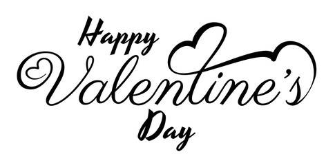 Happy Valentine's Day Text Lettering Typography Background Vector Illustration.