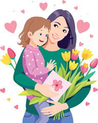 mother's day with baby in her arms-