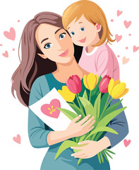 mother's day with baby in her arms-