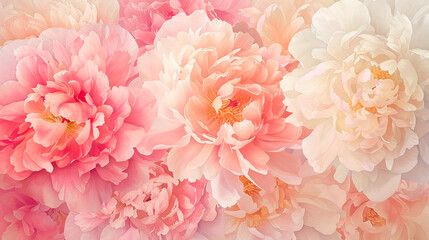 Acuarela de Peonías en Tonos Suaves Rosados