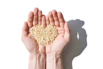 A heart-shaped rice pile, symbolizing love, unity, and hope. The grains, diverse and wholesome,...