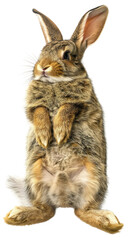 Obraz premium Cute lying bunny isolated on white or transparent background, png clipart, design element. Easy to place object on any other background. Flat lay.