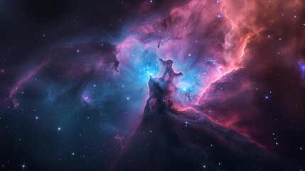 Vibrant nebula with stars in deep space