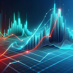 Financial chart on digital background, 3d rendering, computer digital image