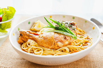 鶏肉の和風パスタ　