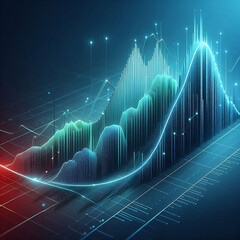 Financial chart on digital screen, stock market concept, 3d rendering