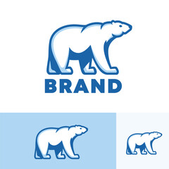 Polar Bear Mascot Vector Illustration. Walking polar bear illustrative design. Polar Bear logo template.