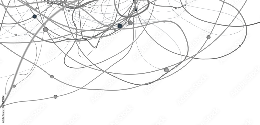 Poster Multi color connected lines and dots network 3d illustration