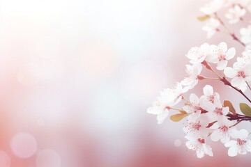 Serene Spring Dawn with White Blossoms - spring flowers - copy space