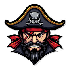 Fototapeta premium Esport vector logo pirate, icon, sticker, symbol, corsair, rover, buccaneer, filibuster