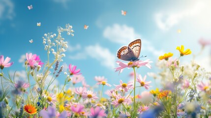 Butterfly Grace on Spring Wildflowers - Spring Banner