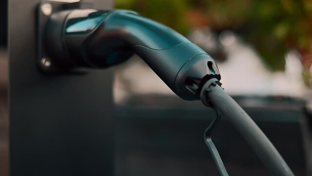 Electrical car charging station close up